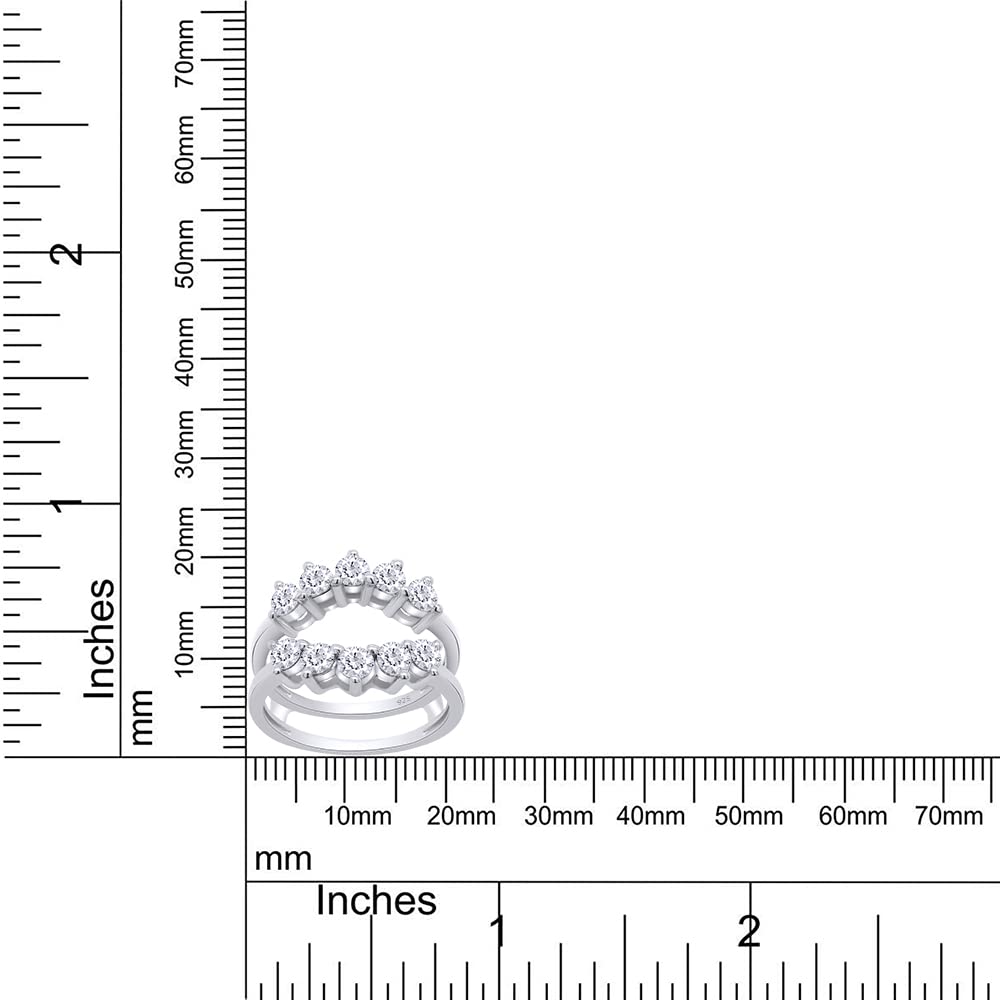 SAVEARTH DIAMONDS 1 Carat Round Cut Lab Created Moissanite Diamond Sunburst Halo Guard Enhancer Ring For Women In 14K White Gold Over Sterling Silver(VVS1 Clarity 1 Cttw)-6