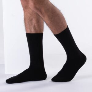 Diamond Star 6 Pairs Men's Cotton Crew Socks Moisture Control Work socks Multipack 6-12 (Black)