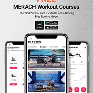 MERACH Water Magnetic Rowing Machine, Bluetooth Rower Machine with App Compatible and Dual Slide Rail, 350LB Max Weight, 16 Levels of Auto Resistance Feature, Rowing Machines for Home Use, R06