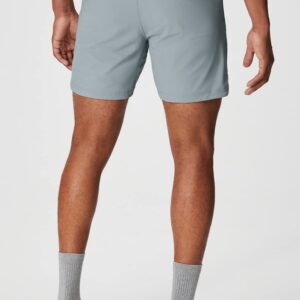 Fabletics Men's The One Short (Lined), Training, Swimming, Lightweight, Quick-Dry, Zip Pocket, Stretch Woven, 7" Inseam, L, Shadow Grey