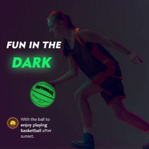 PATTONLEX Glow in The Dark Basketball Size 6 Womens Girls Composite Leather Basketball 28.5 for Indoor Outdoor Night Basketball Light Up Green