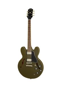 epiphone es335 semi hollowbody, olive drab green