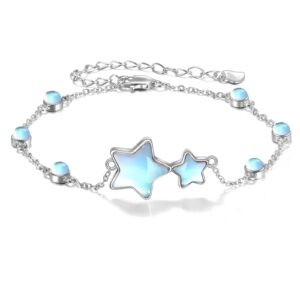 CRMAD Moonstone Star Bracelet for Women Sterling Silver Star Bracelet Irish Jewelry(star)