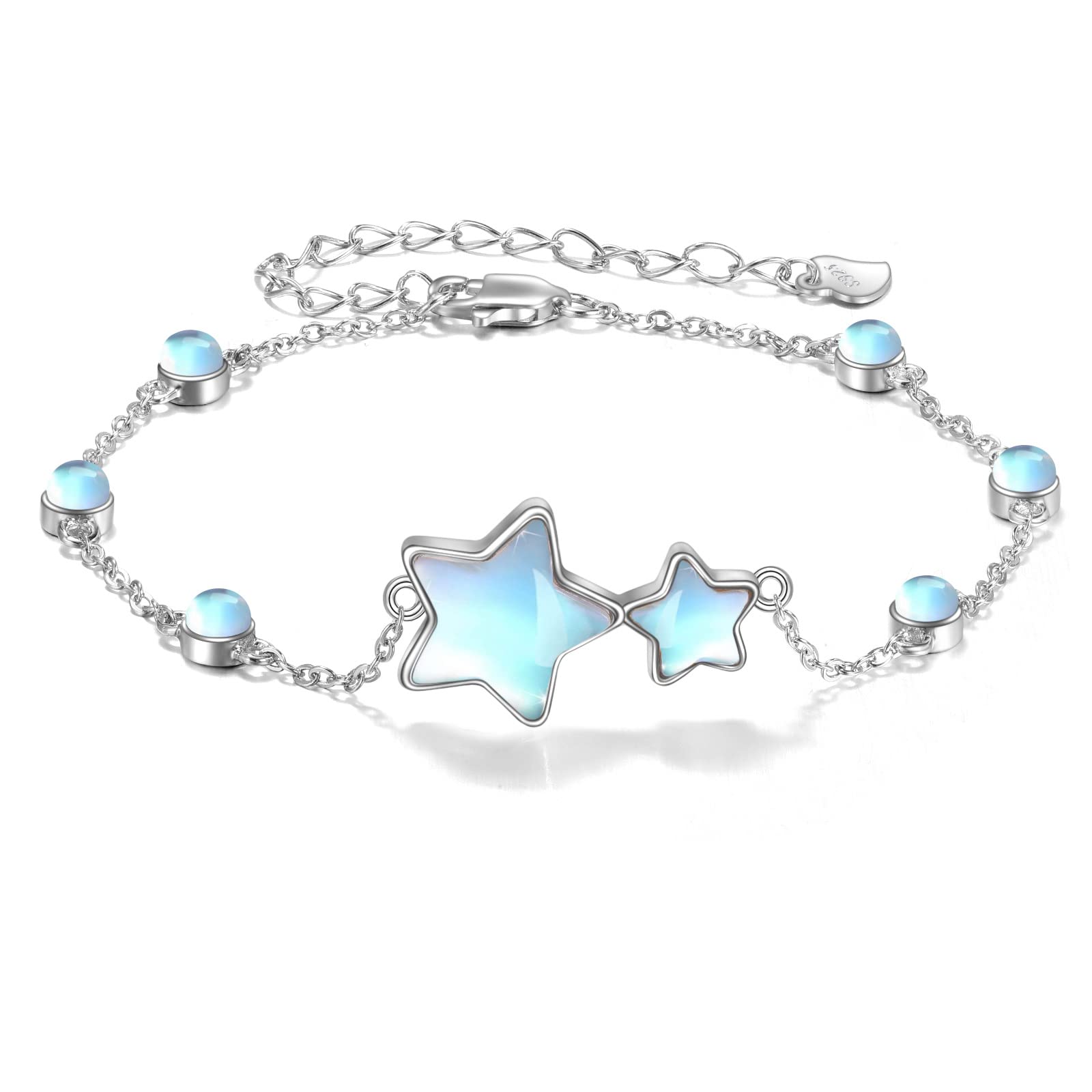 CRMAD Moonstone Star Bracelet for Women Sterling Silver Star Bracelet Irish Jewelry(star)