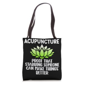 acupuncture stabbing acupuncturist needles expert graphic tote bag