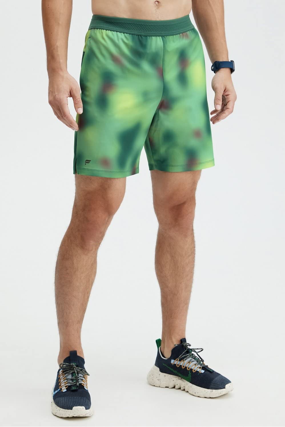 Fabletics Men's The Fundamental Short, Workout, Running, Training, Gym, Yoga, Ultra Lightweight, Athletic, L, Azure Green Blur