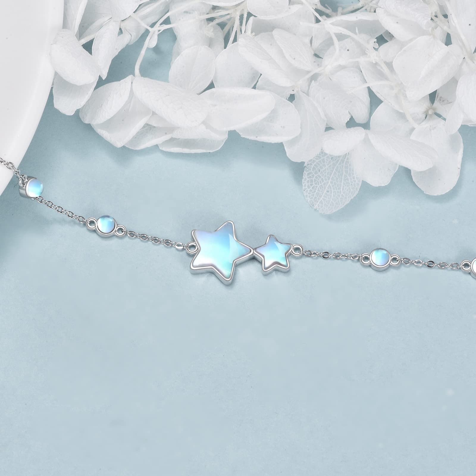 CRMAD Moonstone Star Bracelet for Women Sterling Silver Star Bracelet Irish Jewelry(star)