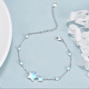 CRMAD Moonstone Star Bracelet for Women Sterling Silver Star Bracelet Irish Jewelry(star)