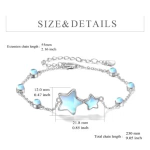 CRMAD Moonstone Star Bracelet for Women Sterling Silver Star Bracelet Irish Jewelry(star)