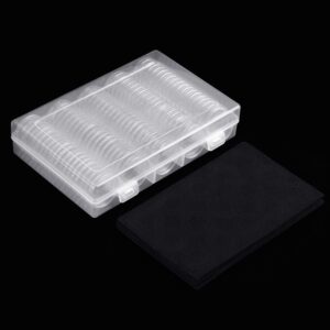 SPLF 100pcs Clear Plastic Coin Capsules, Coin Holder for Collectors, Coin Collection Case with Adjustable Gasket (20/25/30/35/40.6/46mm) for Silver Eagle Liberty Coin & JFK Half Dollar & Bitcoin More