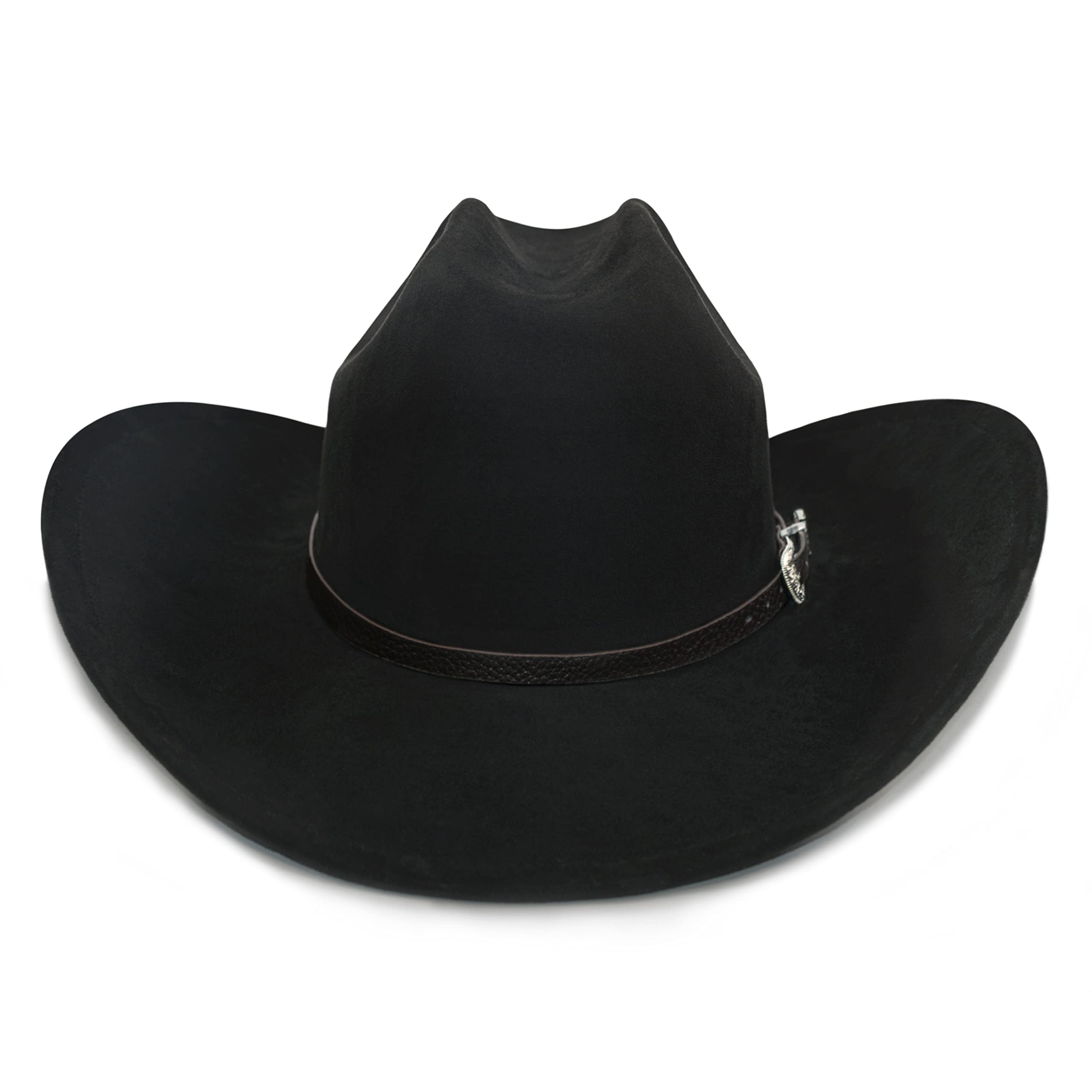 FLUFFY SENSE. Cowboy Hat for Women and Men with Shapeable Wide Brim - Felt Cowboy Hat Cattleman Western Hats for Cowboys and Cowgirls (as1, Alpha, m, l, Raven Black)