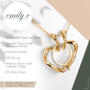 Emily C Original Patented s925 Gold Ring Holder Necklace,Sterling Silver Necklace Ring Holder,Women & Men Wedding Ring Holder Necklace,Women & Men Engagement Ring Necklace Holder, st, Cubic Zirconia