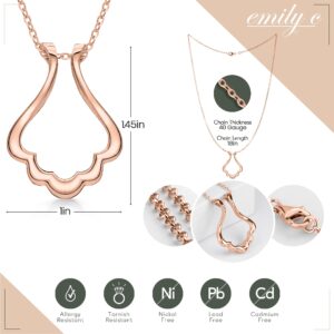 Emily C Original Patented s925 Rose Gold Ring Holder Necklace - Sterling Silver Base plated with 14 Karat Rose Gold - Women & Men Wedding Ring Holder Necklace - Gift for Mother,Wife,Nurse,Doctor