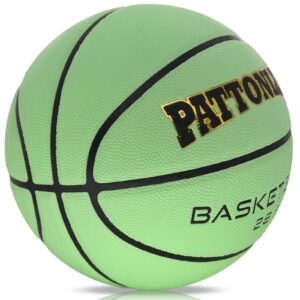 PATTONLEX Glow in The Dark Basketball Size 6 Womens Girls Composite Leather Basketball 28.5 for Indoor Outdoor Night Basketball Light Up Green