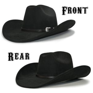 FLUFFY SENSE. Cowboy Hat for Women and Men with Shapeable Wide Brim - Felt Cowboy Hat Cattleman Western Hats for Cowboys and Cowgirls (as1, Alpha, m, l, Raven Black)