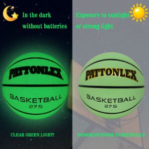 PATTONLEX Glow in The Dark Basketball Size 5 Kids Youth Composite Leather Basketball 27.5 for Indoor Outdoor Night Basketball Light Up Green