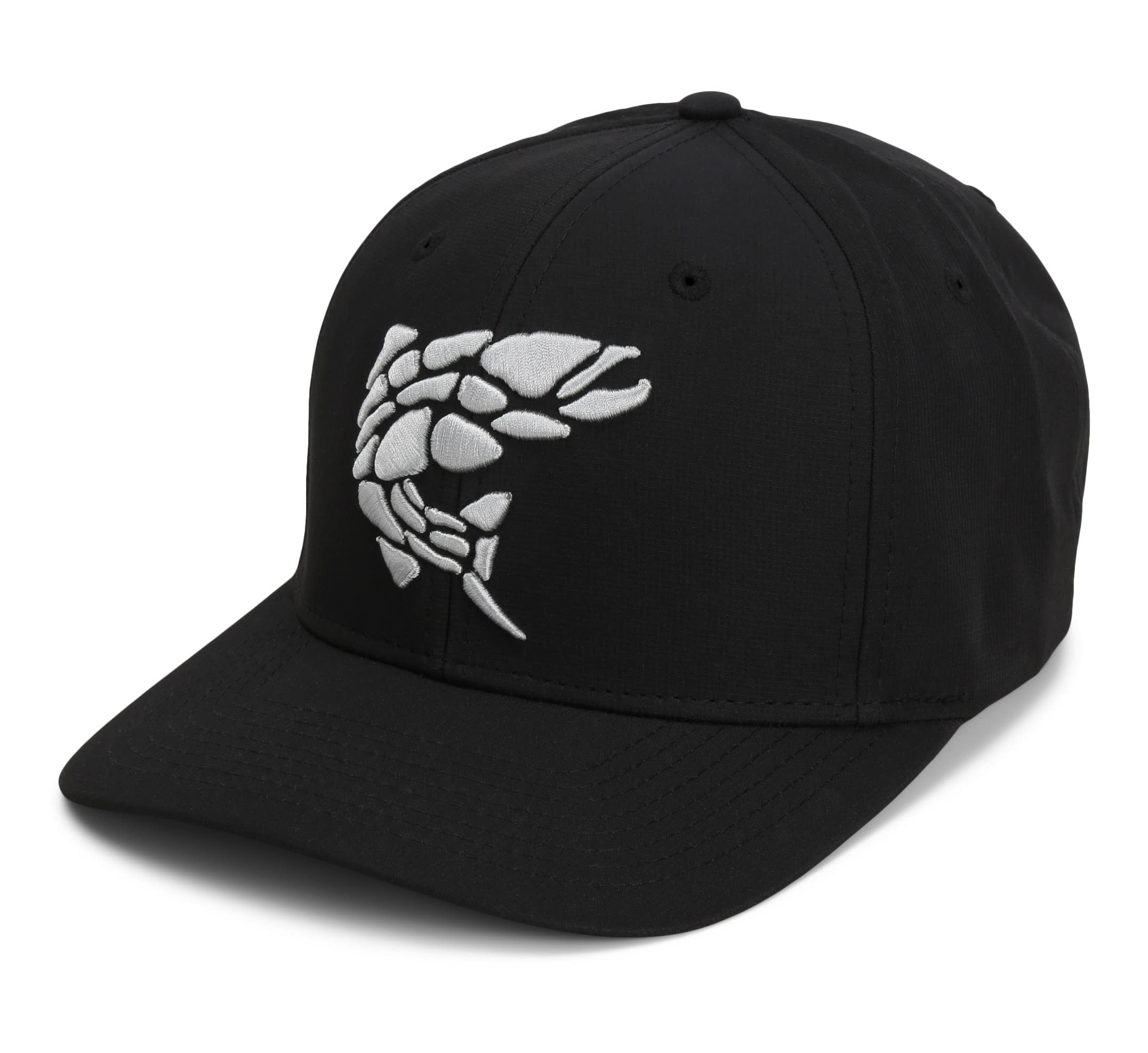 Paramount Outdoors Rock Fish 3-D Puff Embroidery Fishing Hat Salmon Trout Fly Fishing Baseball Cap (Black)