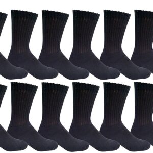 Diamond Star 6 Pairs Men's Cotton Crew Socks Moisture Control Work socks Multipack 6-12 (Black)