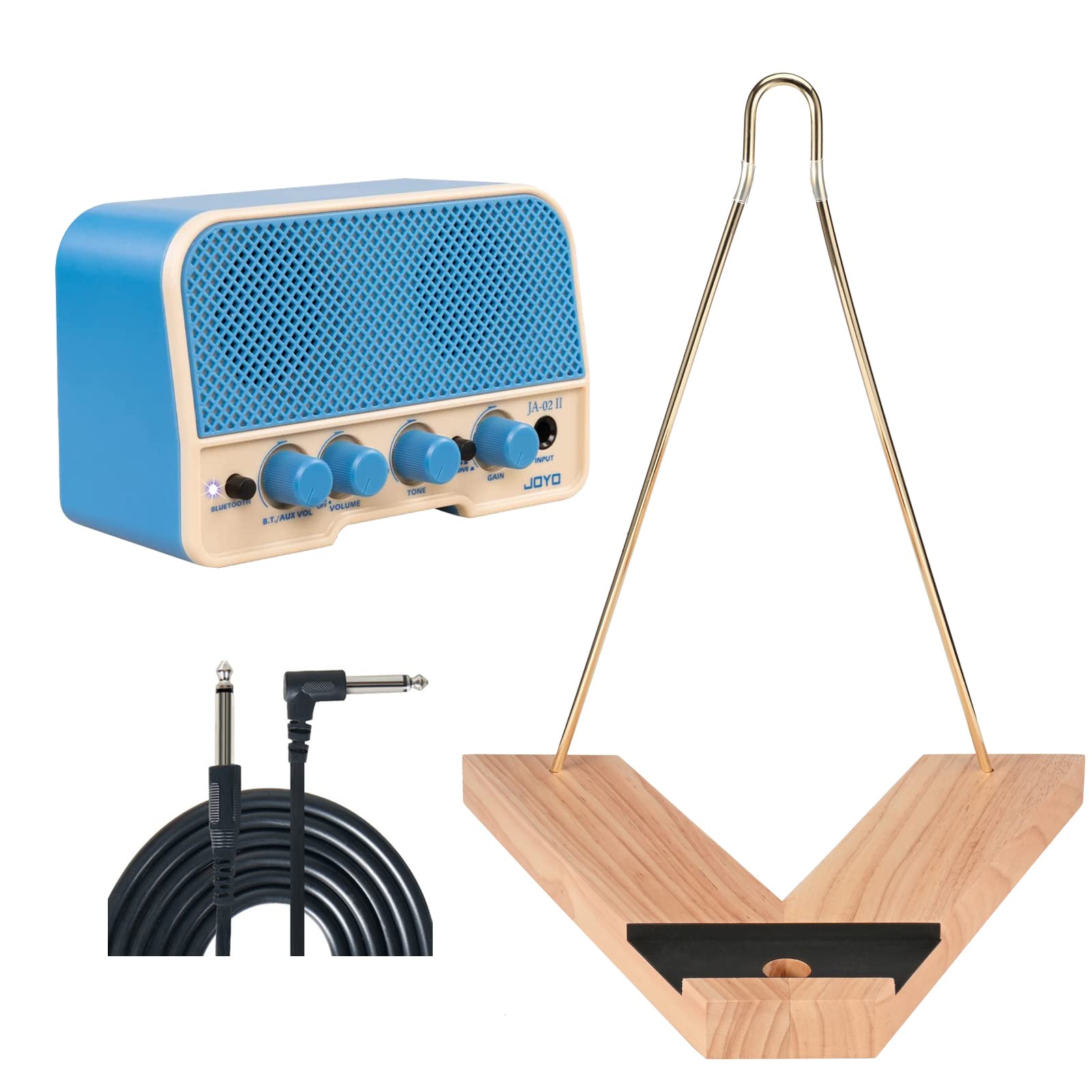 Portable Mini Electric Guitar Amp with Wooden Electric Guitar Stand for Guitar Player