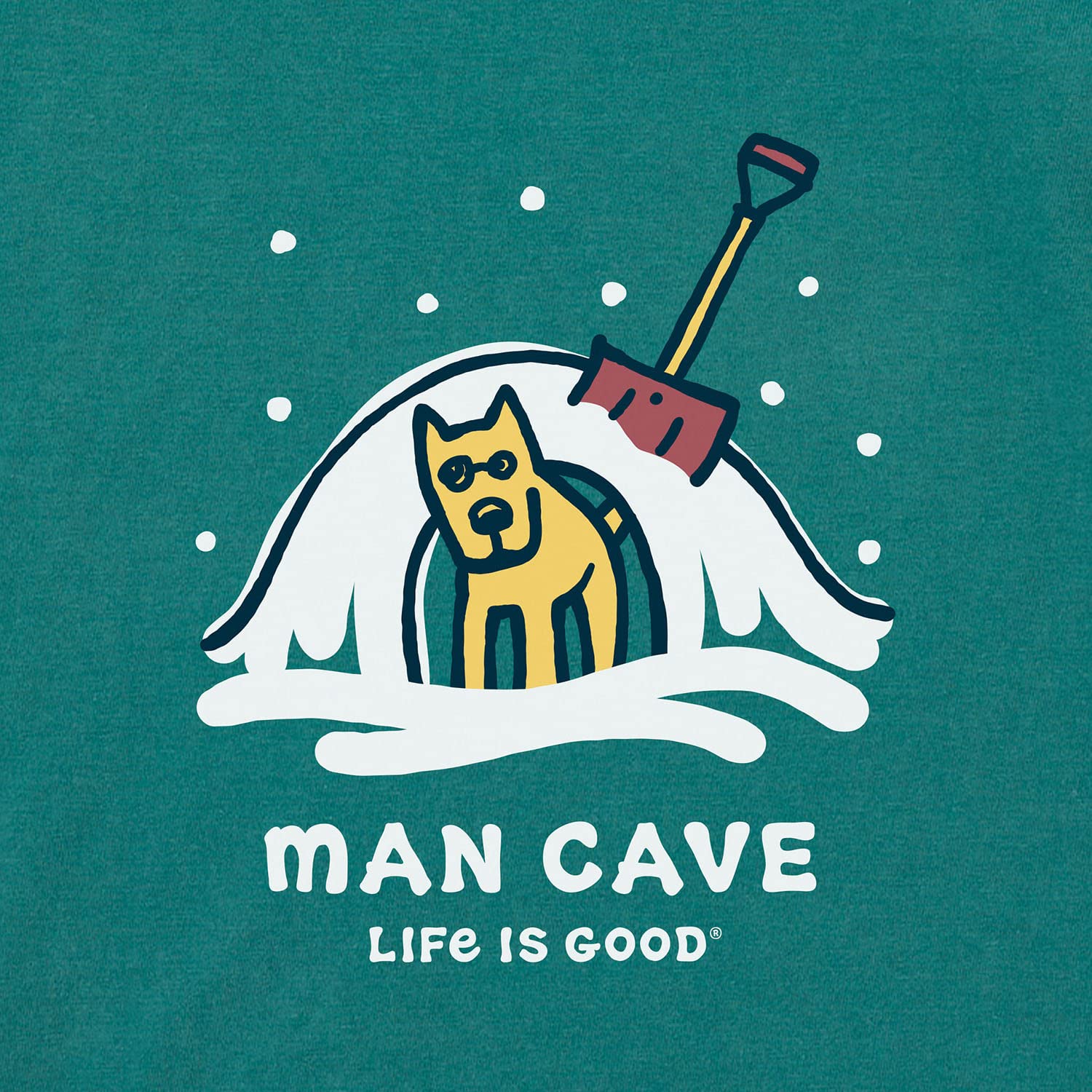 Life is Good - Mens Rocket Man Cave Long Sleeve Crusher Tee, Color Spruce Green, Size: Large