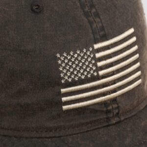 Paramount Outdoors Waxed Cloth American Flag Hat Mesh Back Brown American Flag Baseball Cap Snapback (Brown Wax Cloth)