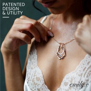 Emily C Original Patented s925 Rose Gold Ring Holder Necklace - Sterling Silver Base plated with 14 Karat Rose Gold - Women & Men Wedding Ring Holder Necklace - Gift for Mother,Wife,Nurse,Doctor