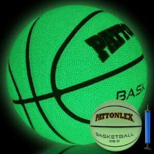 PATTONLEX Glow in The Dark Basketball Size 6 Womens Girls Composite Leather Basketball 28.5 for Indoor Outdoor Night Basketball Light Up Green