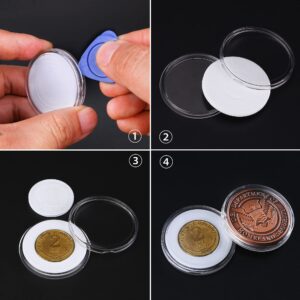 SPLF 100pcs Clear Plastic Coin Capsules, Coin Holder for Collectors, Coin Collection Case with Adjustable Gasket (20/25/30/35/40.6/46mm) for Silver Eagle Liberty Coin & JFK Half Dollar & Bitcoin More