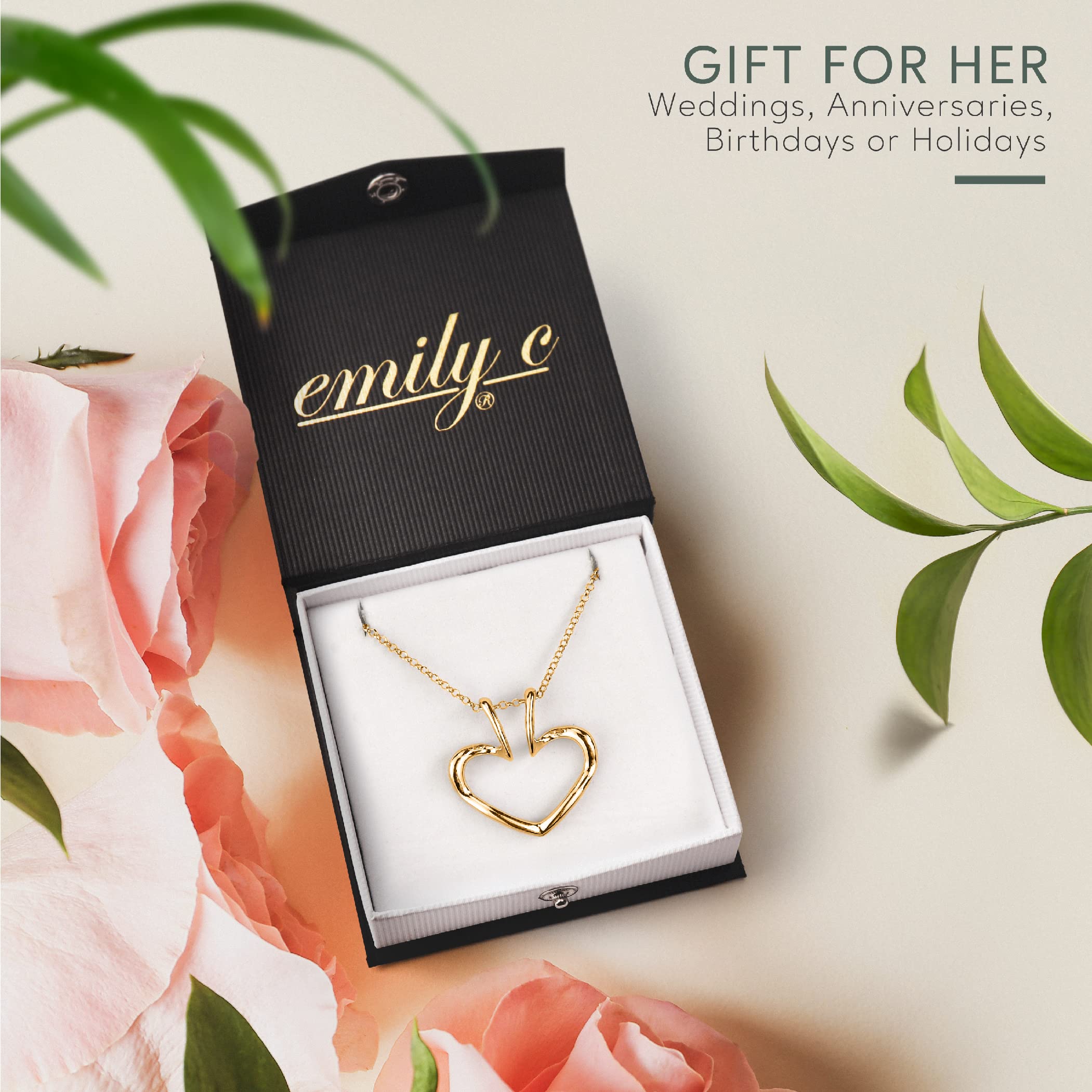 Emily C Original Patented s925 Gold Ring Holder Necklace,Sterling Silver Necklace Ring Holder,Women & Men Wedding Ring Holder Necklace,Women & Men Engagement Ring Necklace Holder, st, Cubic Zirconia