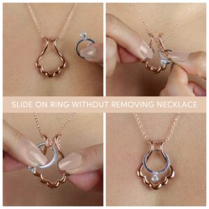 Emily C Original Patented s925 Rose Gold Ring Holder Necklace - Sterling Silver Base plated with 14 Karat Rose Gold - Women & Men Wedding Ring Holder Necklace - Gift for Mother,Wife,Nurse,Doctor