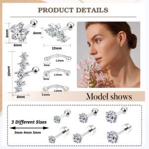 JeryWe 27Pcs 16G Cartilage Earrings Stud Hoop for Women Men Stainless Steel Helix Piercing Tragus Earrings Forward Conch Piercing Jewelry