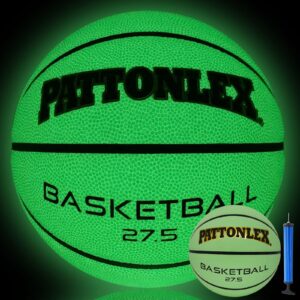 PATTONLEX Glow in The Dark Basketball Size 5 Kids Youth Composite Leather Basketball 27.5 for Indoor Outdoor Night Basketball Light Up Green