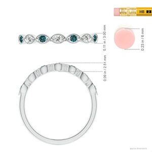 Angara Natural 0.12 ct Enhanced Blue Diamond and 0.09 ct Diamond Non Eternity Ring in 14K White Gold for Women (Grade- AA | Size- 1.9mm) | 0 Birthstone, Birthday, Anniversary Jewelry Gift for Women