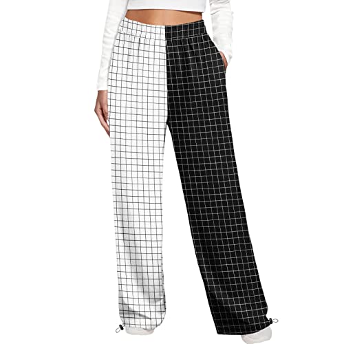 Rompers for Women Long Pant Casual Sweatpants Waist Fit Jogger Trousers Print Women's Sporty High Pockets Pants Bottom White