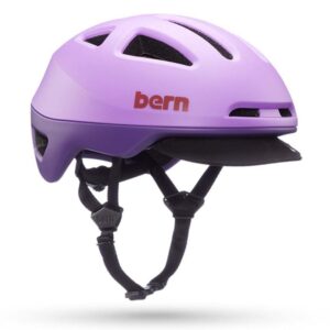 bern major adult bicycle helmet, mips rotational impact protection, compass dial-adjusted fit, mips matte electric purple, large