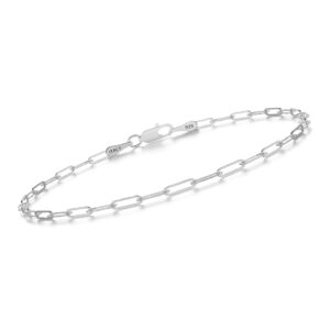 925 Sterling Silver Paperclip Chain Bracelet 4mm Silver Bracelet for Women Men Silver Bracelet 6.5-9 Inches (Silver 4mm, 7)