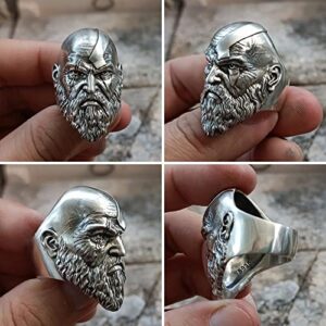 S925 Silver Heavy Ring for Men ~ Spartan Kratos God of war ~ Sterling Silver 925 ~ Viking Warrior Ring,