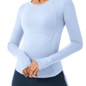 Almaree Workout Tops for Women Long Sleeve Womens Workout Tops Athletic Shirts Women S Light Blue