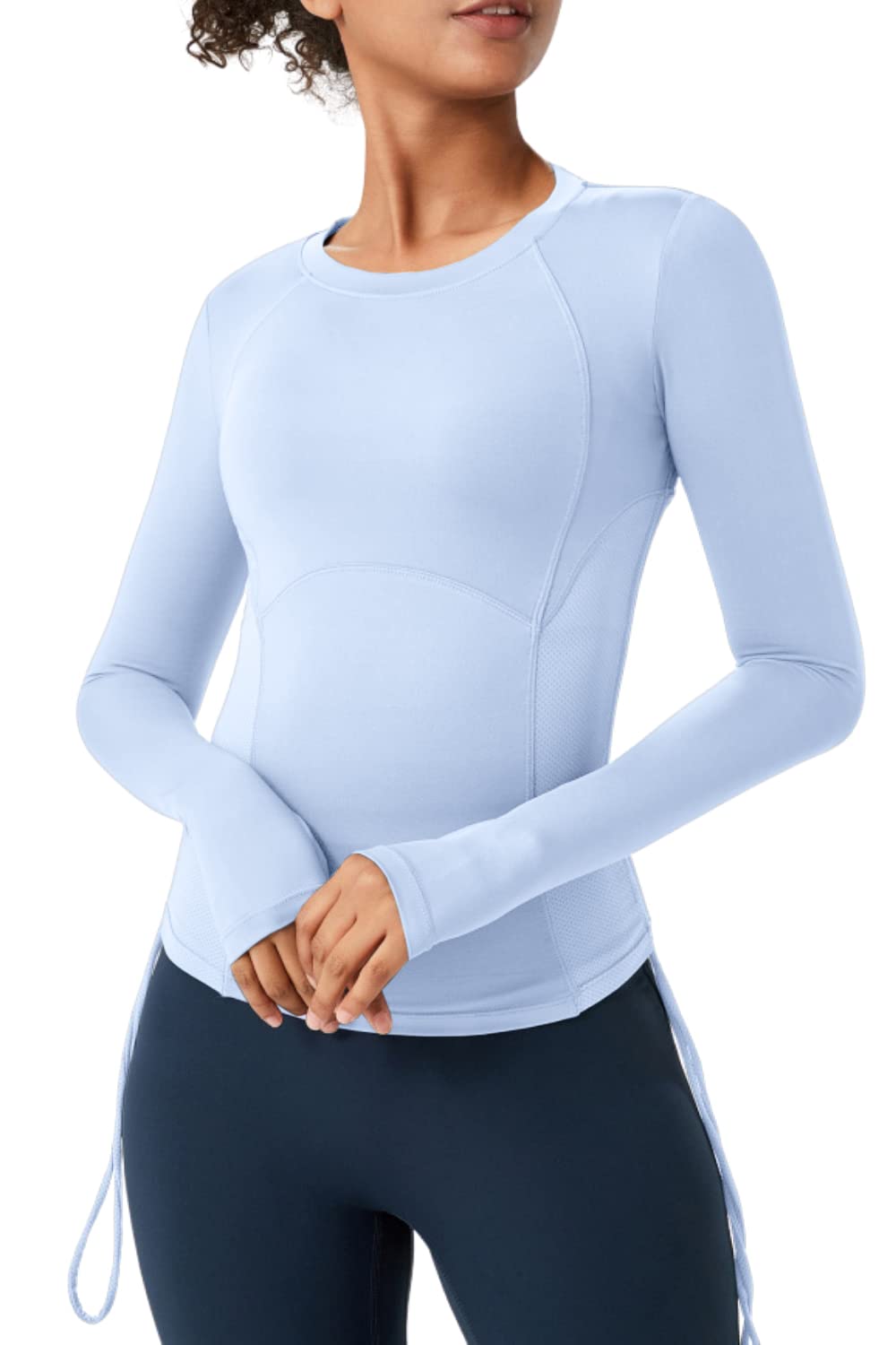 Almaree Workout Tops for Women Long Sleeve Womens Workout Tops Athletic Shirts Women S Light Blue