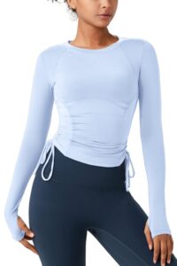 almaree workout tops for women long sleeve womens workout tops athletic shirts women s light blue