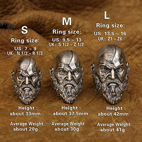 S925 Silver Heavy Ring for Men ~ Spartan Kratos God of war ~ Sterling Silver 925 ~ Viking Warrior Ring,