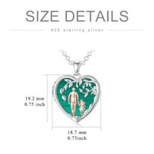 PROESS Father Daughter Locket Necklace S925 Sterling Silver Malachite Daughter Gifts from Dad Mom I Love You Forever Daughter Locket Jewelry Gift