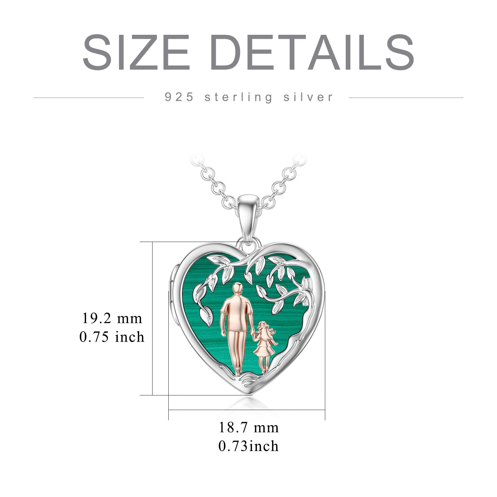 PROESS Father Daughter Locket Necklace S925 Sterling Silver Malachite Daughter Gifts from Dad Mom I Love You Forever Daughter Locket Jewelry Gift