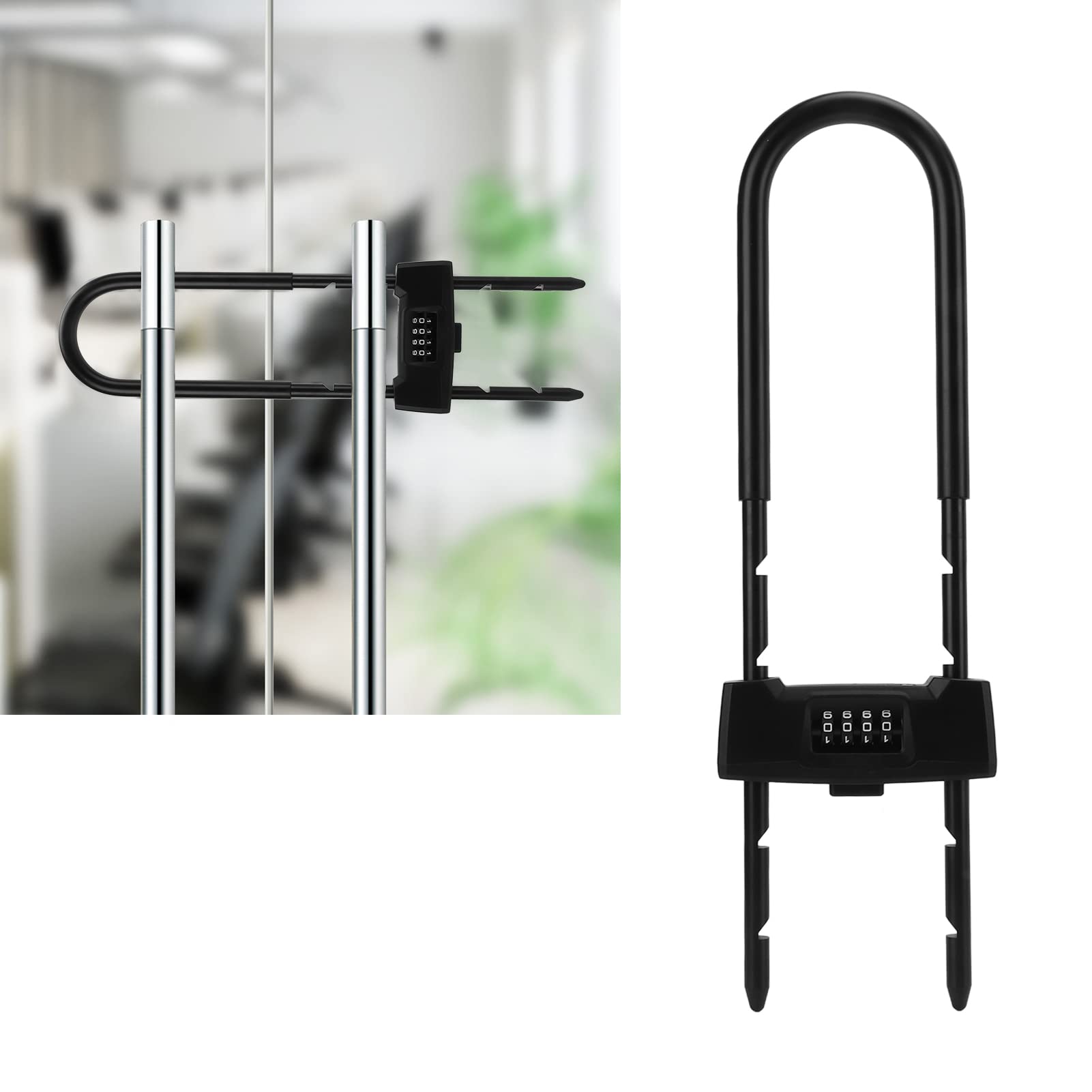 Bike Lock Combination, U Lock Bicycle Lock Lock for Bicycle Extended Glass Door Motorcycle Wheel (4 Digits)