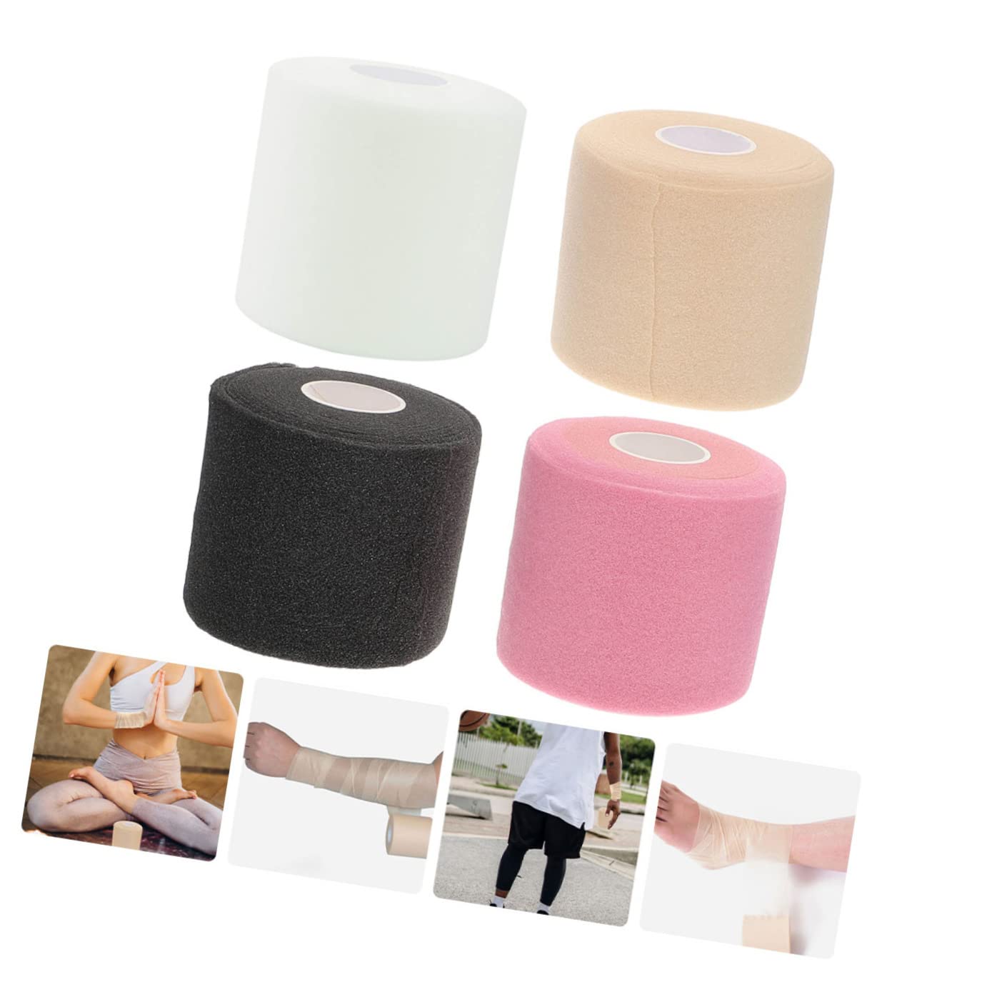 12 Rolls Skin Sponge Membrane Athletic Wrist Tape self Adhesive Medical Tape Ankle Tape Football Racket Damping Wraps Injury wrap Athletic wrap Combination Fitness Body