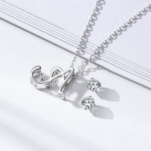 Initial Sterling Silver Necklace Hypoallergenic Silver Jewelry Set/Best Fashion Gift for Women