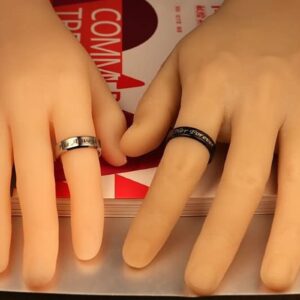 Homxi Promise Rings Engravable Couple Rings Wedding Bands,Stainless Steel Promise Rings Black Silver Ring with 6MM Her Forever His Always Rings Couples Size Women 8 + Men 8