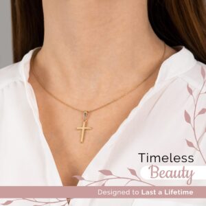 MAZZERI 14k Gold Cross Pendant, Hypoallergenic Gold Religious Charms for Men and Women, Handcrafted in the USA