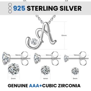 Initial Sterling Silver Necklace Hypoallergenic Silver Jewelry Set/Best Fashion Gift for Women