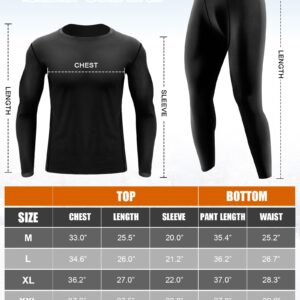 Didaey 3 Set Winter Thermal Underwear for Men Cold Weather Fleece Lined Top Bottom for Hunting Gear Sport(Black, Black Grey, White, X-Large)